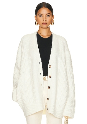 Helsa Serena Cable Cardigan in White - Ivory. Size L (also in M).