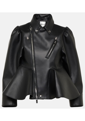Noir Kei Ninomiya Peplum faux leather biker jacket