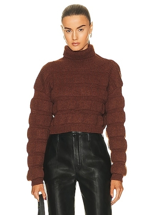 Saint Laurent Cropped Pullover Sweater in Marron - Brown. Size M (also in L, S, XS).