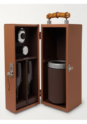 Lorenzi Milano - Full-Grain Leather and Bamboo Travel Champagne Cabinet - Men - Brown