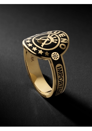 Foundrae - Dream 18-Karat Gold, Enamel and Diamond Signet Ring - Men - Black - M