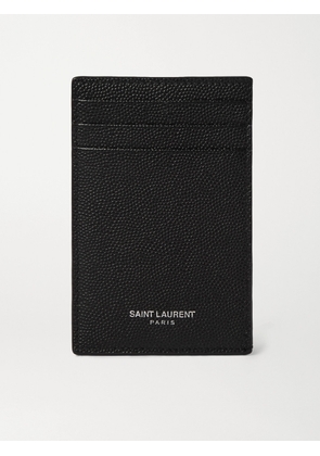SAINT LAURENT - Pebble-Grain Leather Cardholder with Money Clip - Men - Black