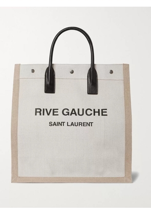 SAINT LAURENT - Noe Leather-Trimmed Logo-Print Canvas Tote Bag - Men - White