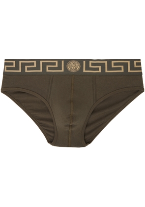 Versace Underwear Khaki Greca Border Briefs