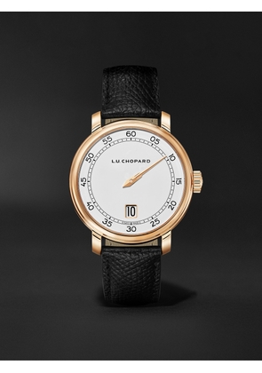 Chopard - L.U.C Quattro Spirit 25 Limited Edition 40mm 18-Karat Rose Gold and Textured-Leather Watch, Ref. No. 161977-5001 - Men - White