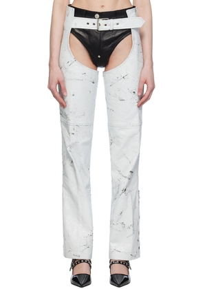 VAQUERA White Distressed Leather Pants