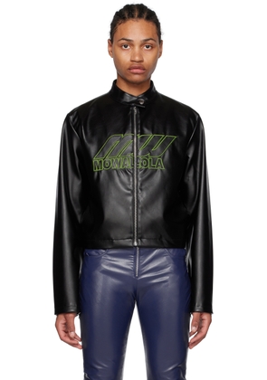 Mowalola Black Perforated Faux-Leather Jacket