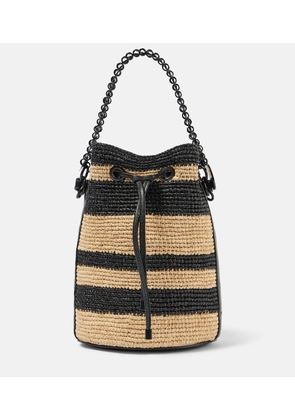 Rabanne Mini striped raffia bucket bag