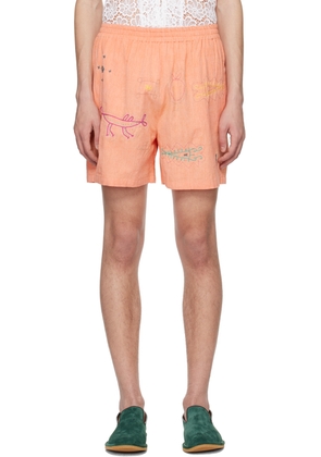 HARAGO Pink Embroidered Shorts