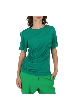 Atlein Green Short-sleeve Gatherside Viscose T-shirt, Brand Size 38 (US Size 4)
