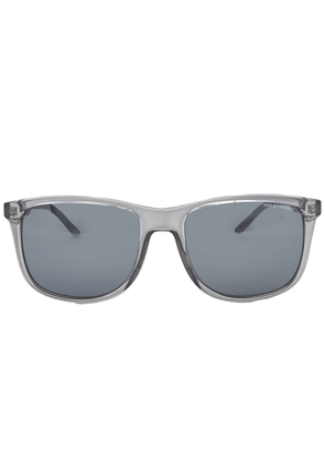 Armani Exchange Light Grey Mirror Black Rectangular Mens Sunglasses AX4070S 82396G 57