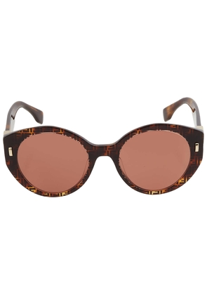 Fendi Bordeaux Oval Ladies Sunglasses FE40037U 55S 55
