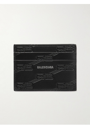 Balenciaga - Logo-Print Monogrammed Leather Cardholder - Men - Black