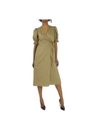 Coach Ladies Dark Olive Broderie Anglaise Wrap Dress, Size 4