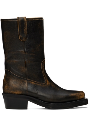 GUESS USA Black Leather Biker Boots
