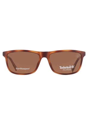 Timberland Polarized Brown Rectangular Mens Sunglasses TB9266 52H 57