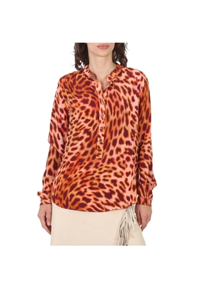 Stella McCartney Leopard Printed Silk Crepe De Chine Shirt, Brand Size 36 (US Size 2)