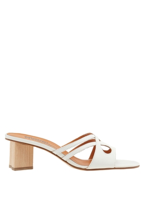 Michel Vivien Ladies White Kalypso Mid-Heel Sandals, Brand Size 37 (US Size 7)