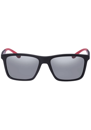 Emporio Armani Light Grey Mirror Black Rectangular Mens Sunglasses EA4170 50426G 58