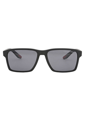 Prada Linea Rossa Polarized Dark Grey Rectangular Mens Sunglasses PS 05YS DG002G 58