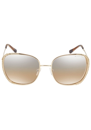Michael Kors Amsterdam Silver Khaki Flash Butterfly Ladies Sunglasses MK1090 10148Z 59