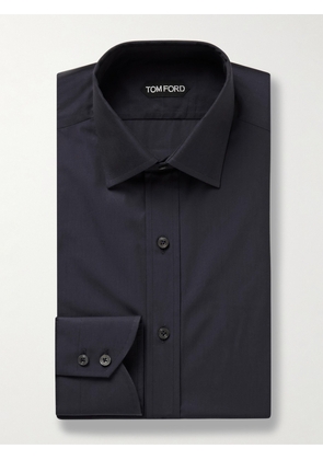 TOM FORD - Cutaway-Collar Cotton-Poplin Shirt - Men - Blue - EU 39