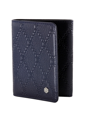 c Double Fold Leather Wallet- Navy Blue