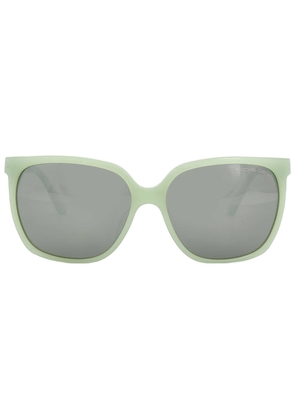 Porsche Design Light Olive/Silver Mirror Square Ladies Sunglasses P8589 C 60