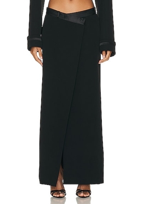 SIMKHAI Clarisse Satin Combo Overlap Maxi Skirt in Black - Black. Size 2 (also in ).
