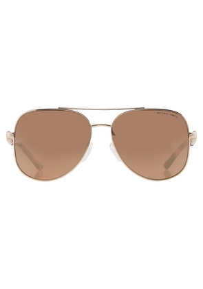Michael Kors Chianti Gold Mirror Pilot Ladies Sunglasses MK1121 10147P 58