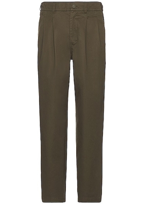 WAO Double Pleated Chino Pant in Olive - Olive. Size 28 (also in 30, 32, 34, 36).