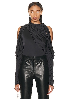 Givenchy Draped Long Sleeve Top in Dark Grey - Charcoal. Size 38 (also in 36).