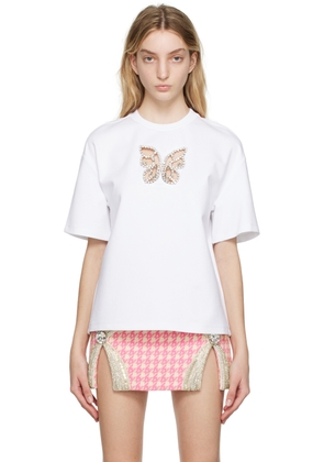 AREA SSENSE Exclusive White Crystal Butterfly T-Shirt