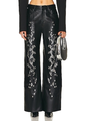 Dion Lee Studded Snakeskin Pant in Black - Black. Size XS (also in S).