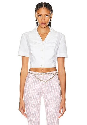 chanel Chanel 1997 Spring Summer Runway Pleated Shirt in White - Taupe. Size 40 (also in ).