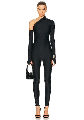 The Andamane Olimpia One Shoulder Jumpsuit in Black - Black. Size 42 (also in ).