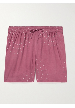 Kardo - Olbia Straight-Leg Tie-Dyed Cotton Drawstring Shorts - Men - Pink - S