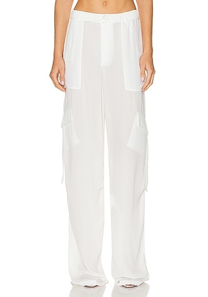 Lapointe Lightweight Georgette Utility Pocket Pant in White - White. Size M (also in ).