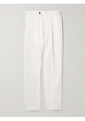 Paul Smith - Tapered Pleated Cotton and Ramie-Blend Trousers - Men - White - UK/US 30