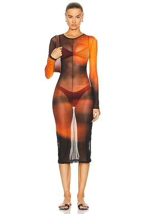 HAIGHT. Renata Dress in Face Print - Orange. Size S (also in ).