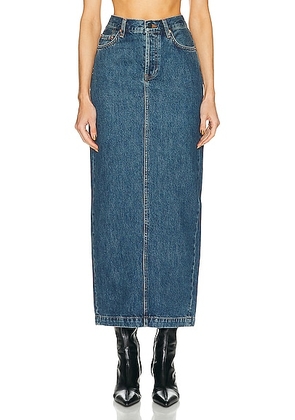 WARDROBE.NYC Denim Column Skirt in Indigo - Blue. Size 26 (also in 24, 27, 28, 29, 30, 31, 32).