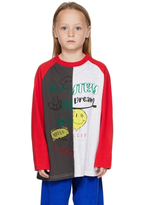 Luckytry Kids Gray & Red Unique Long Sleeve T-Shirt