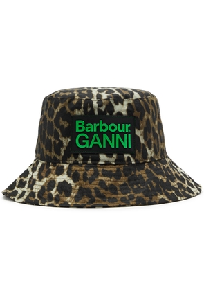 Barbour X Ganni Leopard-print Waxed Bucket hat