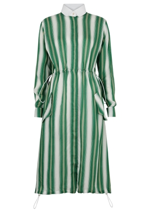 Wales Bonner Balance Striped Midi Shirt Dress - Green - 42 (UK10 / S)