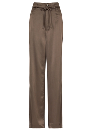 Nanushka Sato Wide-leg Satin Trousers - Brown - L (UK14 / L)
