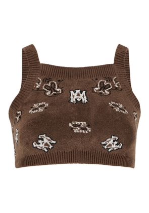 Amiri Bandana-intarsia Cropped Knitted Tank - Brown - M (UK12 / M)