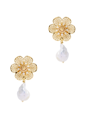 Soru Jewellery Florissima 24kt Gold-plated Drop Earrings - Pearl