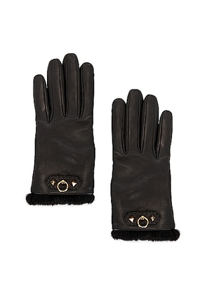 hermes Hermes Cordovan Leather Mink Fur Gloves in Black - Black. Size 7 (also in ).