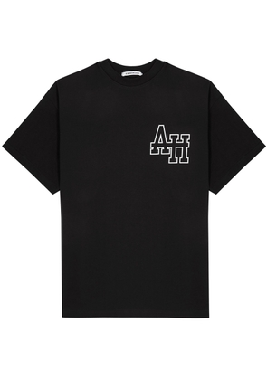 Annie Hood College Logo-print Cotton T-shirt - Black
