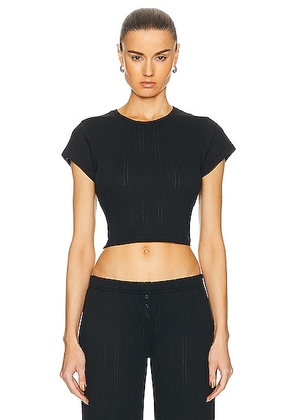 Cou Cou Intimates The Cropped Baby Tee in Black - Black. Size L (also in S, XL, XS).